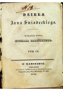 Dzieła Jana Śniadeckiego tom VII 1838 r.