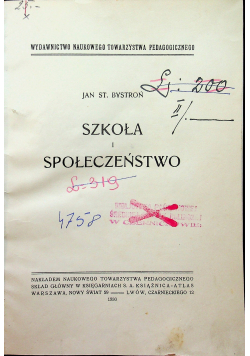 Szkoła i społeczeństwo 1930 r