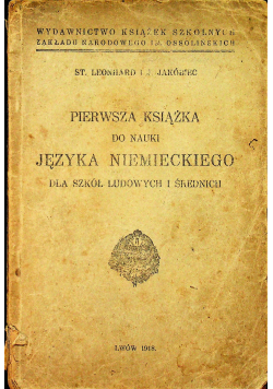 Pierwsza książka do nauki języka niemieckiego 1918 r.