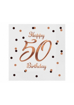 Serwetki B&C Happy 50 Birthday białe 33x33 20szt