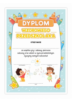 Dyplom A4 wzorowego Przedszkolaka - Kredki 20szt