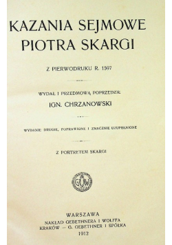 Kazania sejmowe Piotra Skargi 1912 r.