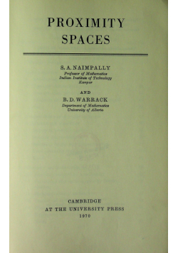 Proximity Spaces