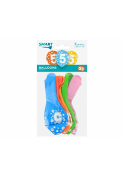 Balony cyfra 5 MIX 30cm 5szt