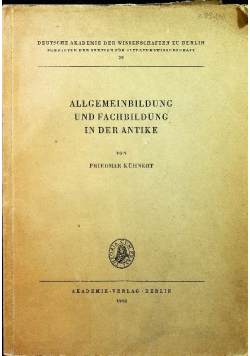 Allgemeinbildung und fachbildung in der antike