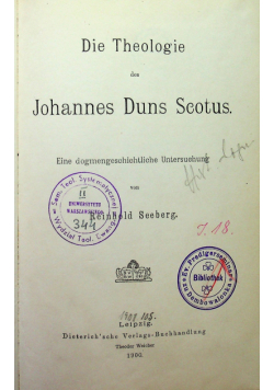 Die Theologie des Johannes Duns Scotus 1900 r.