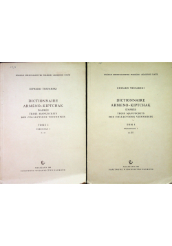Dictionnaire Armeno Kiptchak tom I część 1 i 3