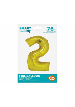 Balon foliowy cyfra 2 złota Smart 76cm