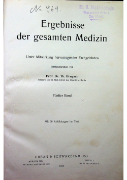 Ergebnisse der gesamten Medizin Funfter band 1924 r.