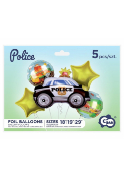 Balony foliowe zestaw Policja 5 szt