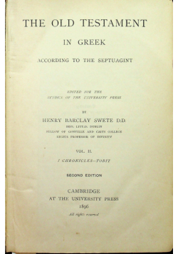 The Old Testament in Greek Vol II 1896r