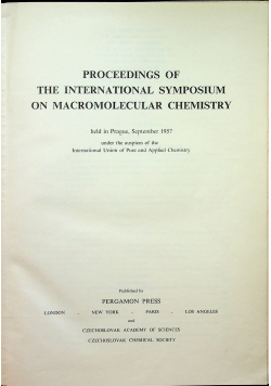 Proceedings of the international symposium on macromolecular chemistry