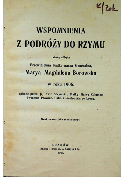 Wspomnienia z podróży do Rzymu 1909