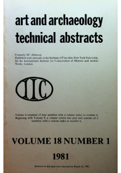 Art and archaeology technical abstracts vol 18 number 1