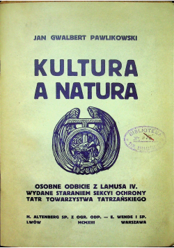 Kultura a natura reprint z 1913r