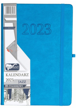 Kalendarz 2023 B5 tyg. Jazz niebieski ELEFANT