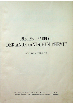 Gmelins handbuch der anorganischen chemie 1935r