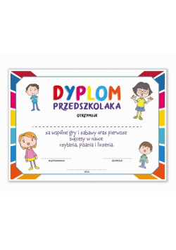 Dyplom A4 przedszkolaka - Dzieci 10szt