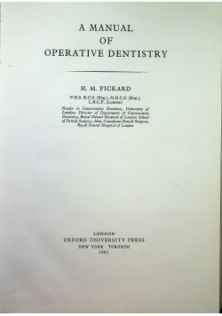 a manual of operative dentistry