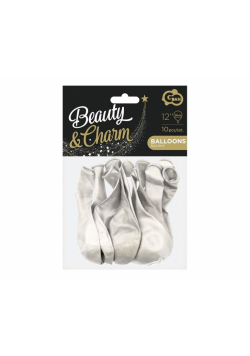Balony metaliczne Beauty&Charm białe 30cm 10szt