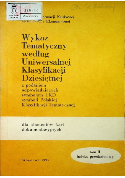 Wykaz tematyczny według uniwersalnej klasyfikacji dziesiętnej tom 2