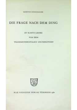 Der Frage nach dem ding