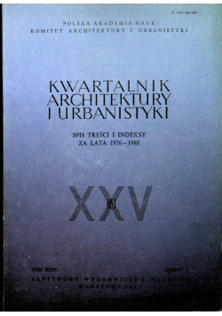 Kwartalnik Architektury i urbanistyki tom XXVI zeszyt 1