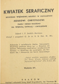Kwiatek seraficzny 1937 r
