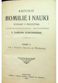 Krótkie homilie i nauki 1906 r