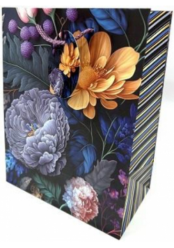 Torebka ozdobna matowa 18x23x10cm ciemne kwiaty