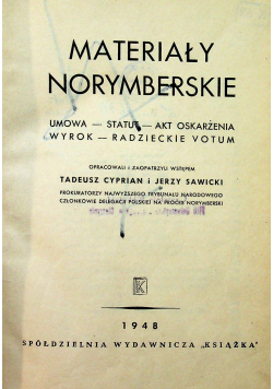 Materiały Norymberskie 1948 r.