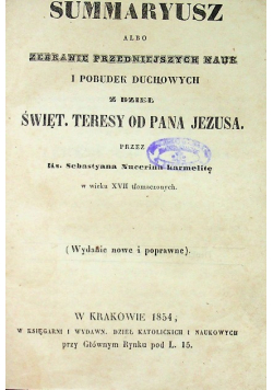 Dzieła Świętej Teresy od Pana Jezusa 1854 r.