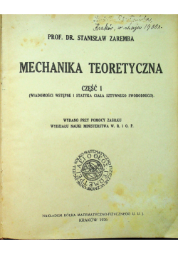 Mechanika teoretyczna 1926 r