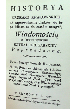 Historia drukarń Krakowskich