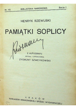 Pamiątki Soplicy 1928 r