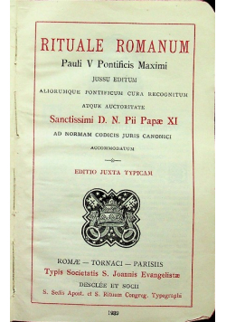 Rituale Romanum Editio Juxta Typicam 1939 r.