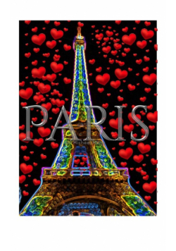 paris neon  red hearts Eiffel tower  creative blank   journal valentine's  edition