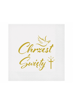 Serwetki Chrzest Św. gołąb i krzyż 33x33cm 20szt.