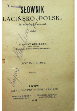 Słownik łacińsko - polski 1927 r