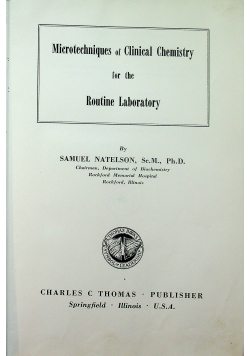 Microtechniques of Clinical Chemistry for the Routine Laboratory