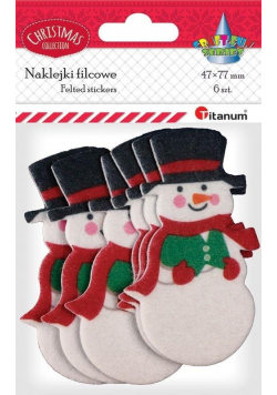 Naklejki filcowe bałwanki 6szt
