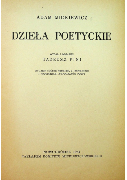 Mickiewicz Dzieła poetyckie 1934 r.