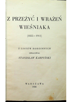 Z przeżyć i wrażeń wieśniaka 1930 r