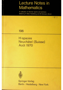 Lecture Notes in Mathematics Nr 196 H spaces Neuchatel Aout 1970