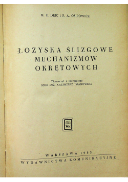 Łożyska ślizgowe mechanizmów okrętowych