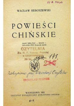 Powieści Chińskie  1922 r.