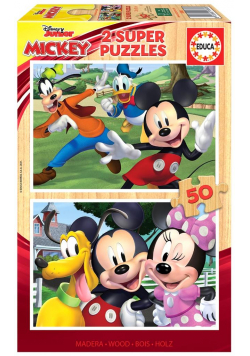 Puzzle 2x50 Myszka Miki i przyjaciele (drewniane)